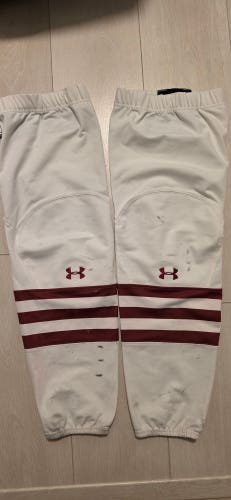 White/Maroon Under Armour Medium Socks NCAA Pro Stock (Used)