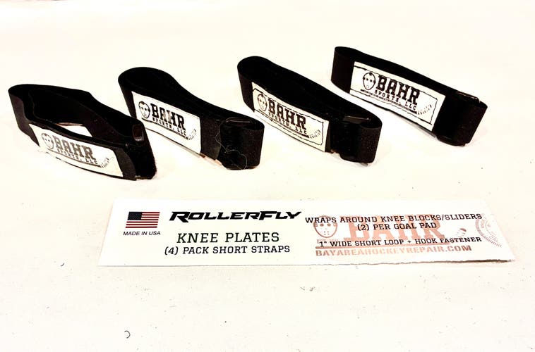 Rollerfly  KNEE Plates Straps Replacement [ 4 Pack - 19.5” Hook Loop ] for inline goal pads BLACK