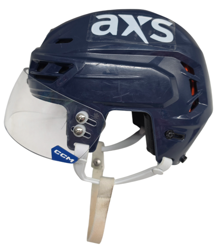 CCM TACKS 710 PRO STOCK HOCKEY HELMET MEDIUM NAVY WOLFPACK USED AHL #18 (15535)