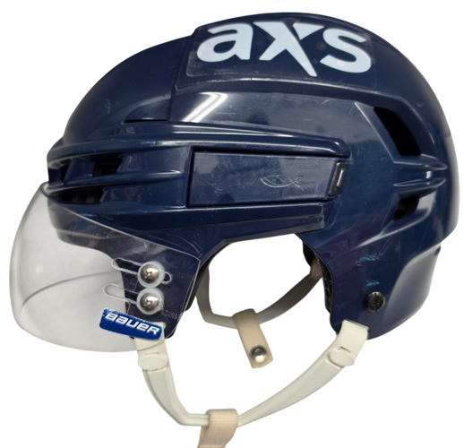 CCM SUPER TACKS X PRO STOCK HOCKEY HELMET MEDIUM NAVY WOLFPACK USED #3 (15546)