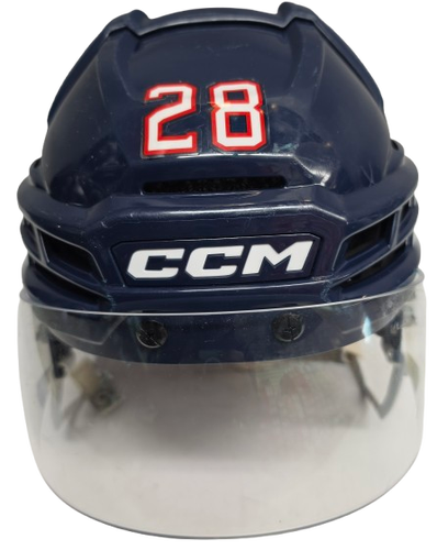CCM SUPER TACKS X PRO STOCK HOCKEY HELMET LARGE NAVY WOLFPACK USED #28 (15547)