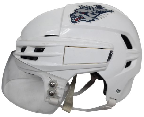 CCM SUPER TACKS X PRO STOCK WOLFPACK HOCKEY HELMET SMALL WHITE USED (15556)