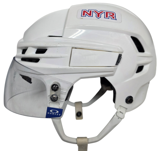 CCM SUPER TACKS X PRO STOCK NY RANGERS HOCKEY HELMET MEDIUM WHITE USED (15557)