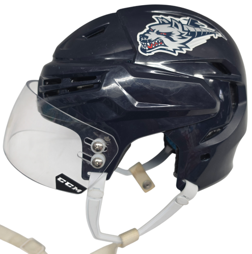 BAUER REAKT 65 PRO STOCK HOCKEY HELMET SMALL NAVY WOLF PACK USED (15559)