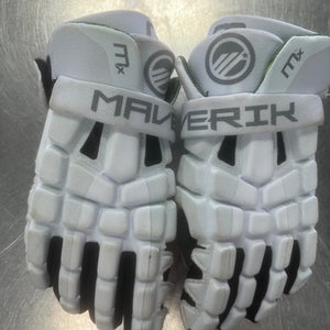 Used Maverik MX GLOVE Lacrosse Gloves Mens White 12" 11497-S000157400
