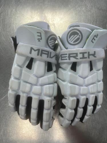 Used Maverik MX GLOVE Lacrosse Gloves Mens White 12" 11497-S000157400