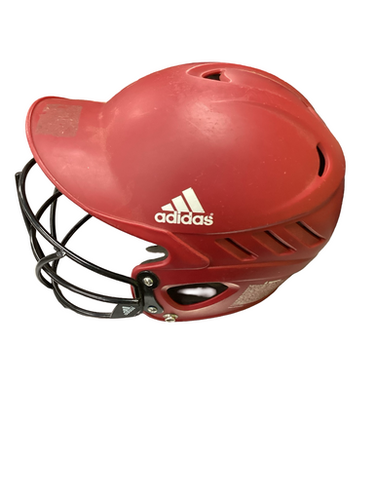 Used Adidas ADJUSTABLE Batting Helmet w/Mask Red Fits all 11613-S000181230