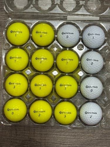 16 TaylorMade SpeedSoft Golf Balls - Mostly Yellow, 5A Condition
