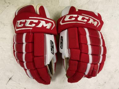 Used CCM 4R PRO Senior Gloves Red And White 14" 11855-S000202458