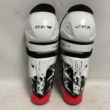 Used CCM FT485 Junior Shin Guards White/Red/Navy 13" 11855-S000202543