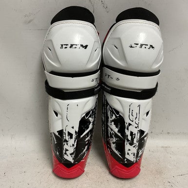 Used CCM FT485 Junior Shin Guards White/Red/Navy 13" 11855-S000202543