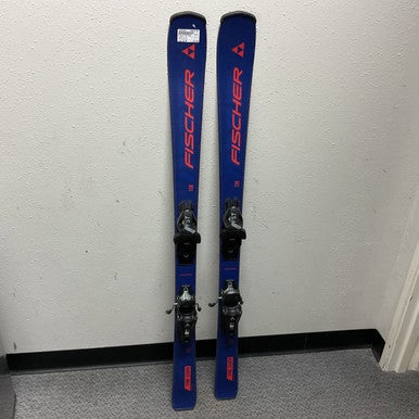 Used Fischer THE CURV Boys DH Ski/Binding Navy Blue 130 cm 11855-S000202508