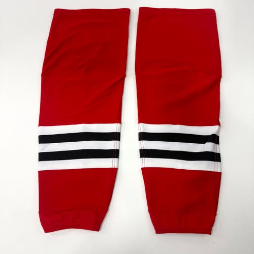 New Red, White, and Black CCM Chicago Blackhawks Socks | Large