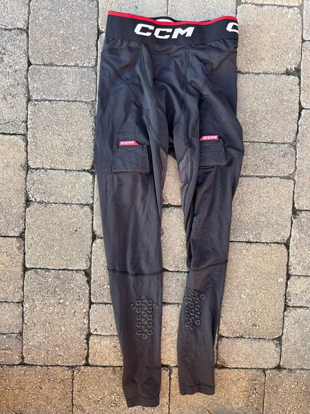 USED HEAVILY CCM SENIOR BASELAYER JOCK PANTS WITH GEL APPLICATION MEDIUM