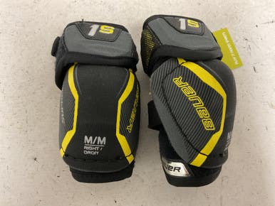 Used Bauer SUPREME 1S Youth Elbow Pads Black And Optic Yellow MD 11855-S000202209