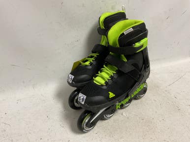 Used Rollerblade MICROBLADE ADJ 5-8 Senior Rec Fitness Skates Neon Green Adjustable 11855-S000202326