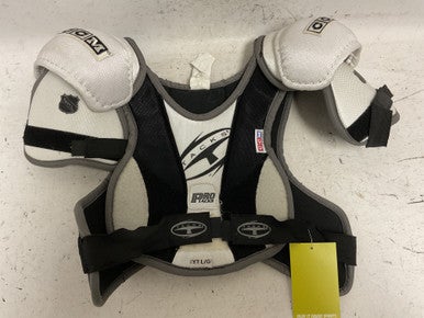 Used CCM PRO TACKS Youth Shoulder Pads White And Black LG 11855-S000202334