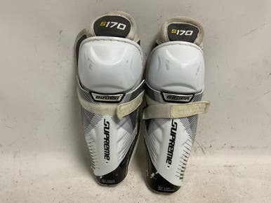 Used Bauer SUPREME S170 Junior Shin Guards White And Grey 10" 11855-S000202337
