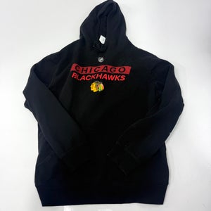 Used Team Issued Black Fanatics Chicago Blackhawks Hoodie | #73 Lukas Reichel | Large | BH571
