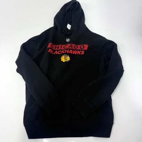 Used Team Issued Black Fanatics Chicago Blackhawks Hoodie | #73 Lukas Reichel | Large | BH571