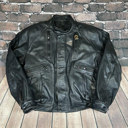 Vintage Harley Davidson Leather Black Biker Jacket 90s Motorcycle Zip Up Size 48