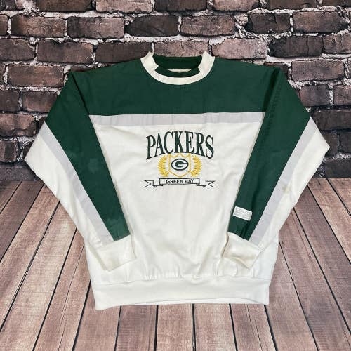 Vintage Green Bay Packers Embroidered Quilted Sweatshirt Sweater Size Medium M