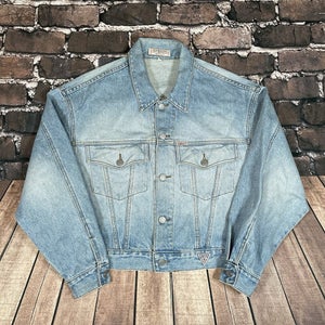 Vintage 80s GUESS Womens Medium Denim Jean Cropped Jacket Georges Marciano Rare