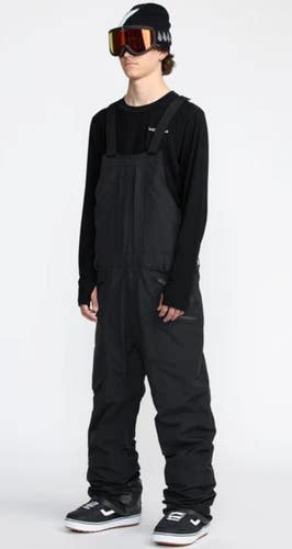 VOLCOM 25/26 RAIN GORE-TEX SNOWBOARD BIB PANTS, BLACK, SM, NEW