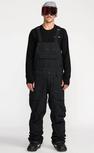 VOLCOM 25/26 ROAN SNOWBOARD BIB PANTS, BLACK, XXL, NEW