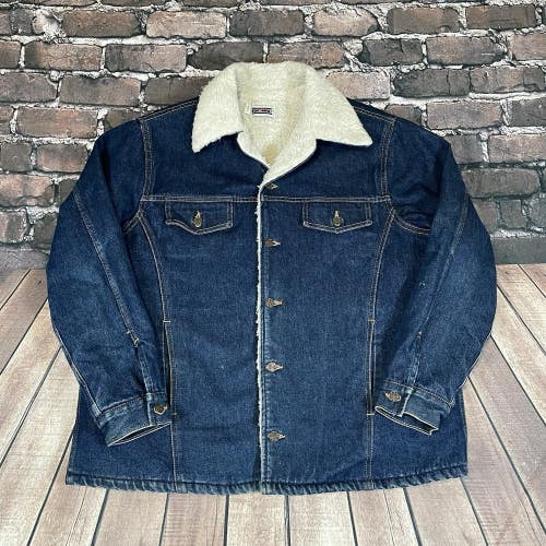 Vintage Big Mac Sherpa Lined Trucker Jean Jacket Mens XXL Denim USA 80s Quilted