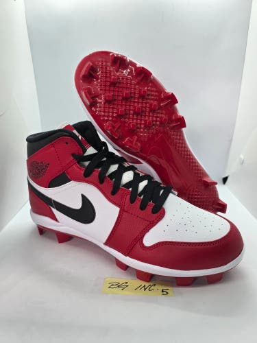 Nike Air Jordan 1 Retro MCS Baseball Cleats Chicago Blk Red Men sz 10 AV5354-611 New