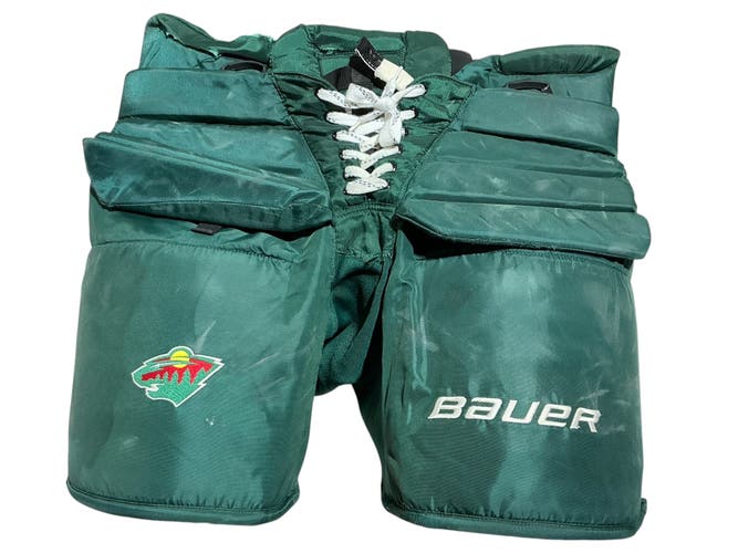 Bauer Pro Stock Hockey Goalie Pants Forest Green XL Minnesota Wild WALLSTEDT (Used) 30276