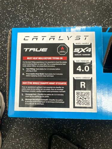 2024 True Catalyst 5x4 Hockey Goalie Skates Regular Width Size 4 (New)