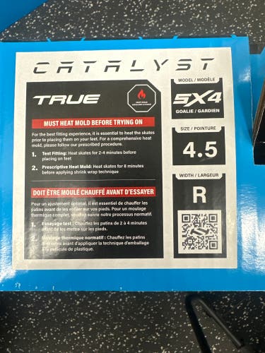 2024 True Catalyst 5x4 Hockey Goalie Skates Regular Width Size 4.5 (New)