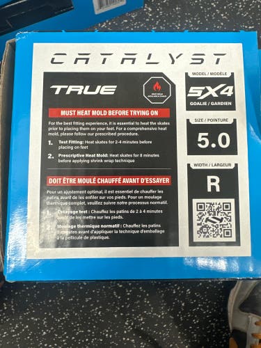 2024 True Catalyst 5x4 Hockey Goalie Skates Regular Width Size 5 (New)