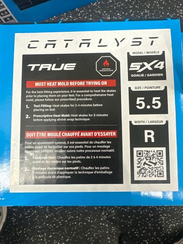 2024 True Catalyst 5x4 Hockey Goalie Skates Regular Width Size 5.5 (New)
