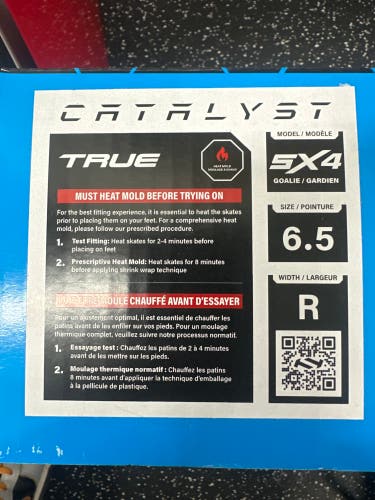 2024 True Catalyst 5x4 Hockey Goalie Skates Regular Width 6.5 (New)