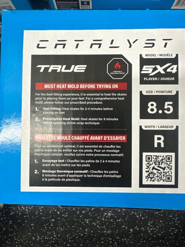 2024 True Catalyst 5x4 Hockey Skates Regular Width 8.5 (New)