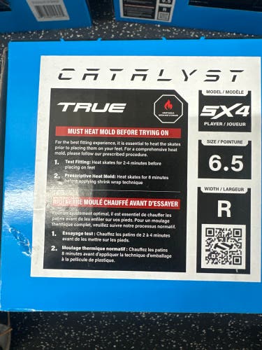 2024 True Catalyst 5x4 Hockey Skates Regular Width 6.5 (New)