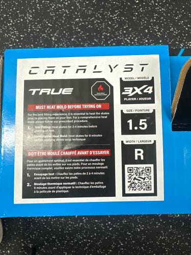 2024 True Catalyst 3x4 Hockey Skates Regular Width Size 1.5 (New)