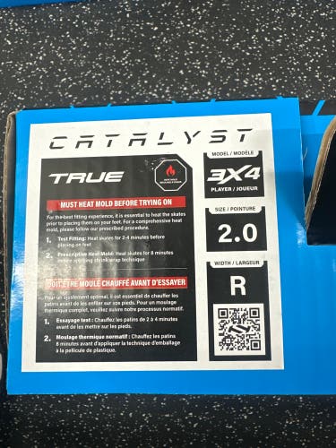 2024 True Catalyst 3x4 Hockey Skates Regular Width Size 2 (New)