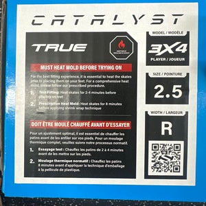 2024 True Catalyst 3x4 Hockey Skates Regular Width Size 2.5 (New)