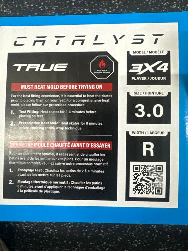 2024 True Catalyst 3x4 Hockey Skates Regular Width Size 3 (New)