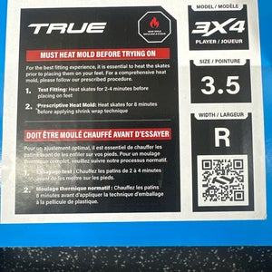 2024 True Catalyst 3x4 Hockey Skates Regular Width Size 3.5 (New)