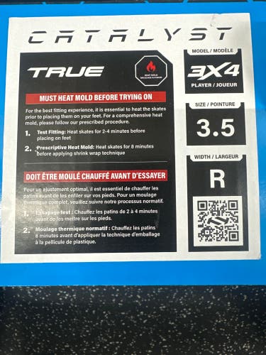 2024 True Catalyst 3x4 Hockey Skates Regular Width Size 3.5 (New)