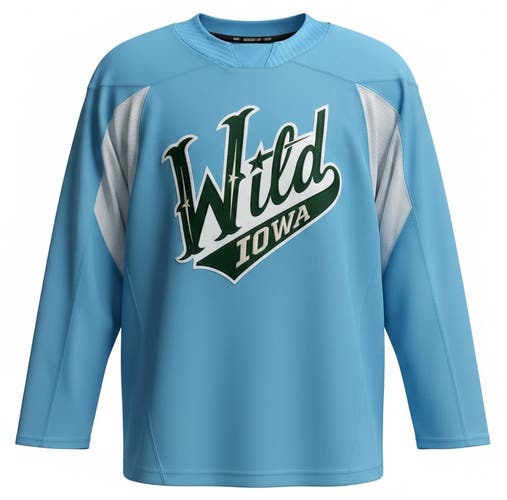 CCM Iowa Wild Powder Blue Pro Stock Practice Jersey 49274