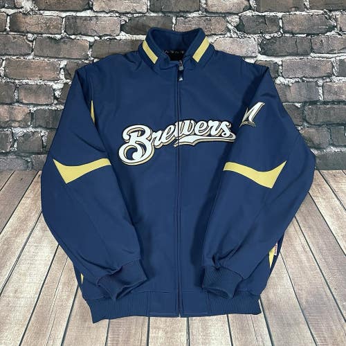 Milwaukee Brewers Majestic Therma Base Insulated Heavy Zip Jacket Mens Size XL
