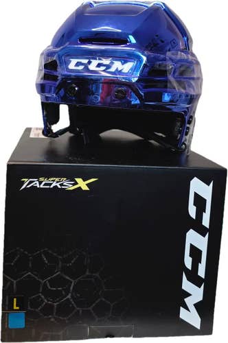 Large CCM Super Tacks X Royal Chrome Helmet Pro Stock (New)
