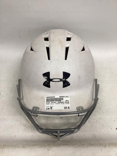 Used Under Armour CHARGED HELMET W/MASK Batting Helmet w/Mask White MD 11851-S000046249