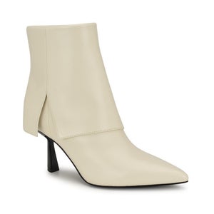 Nine West Bazie Boots Women's US 7.5 M Cream Pointed Toe Ankle Bootie HTAT1267